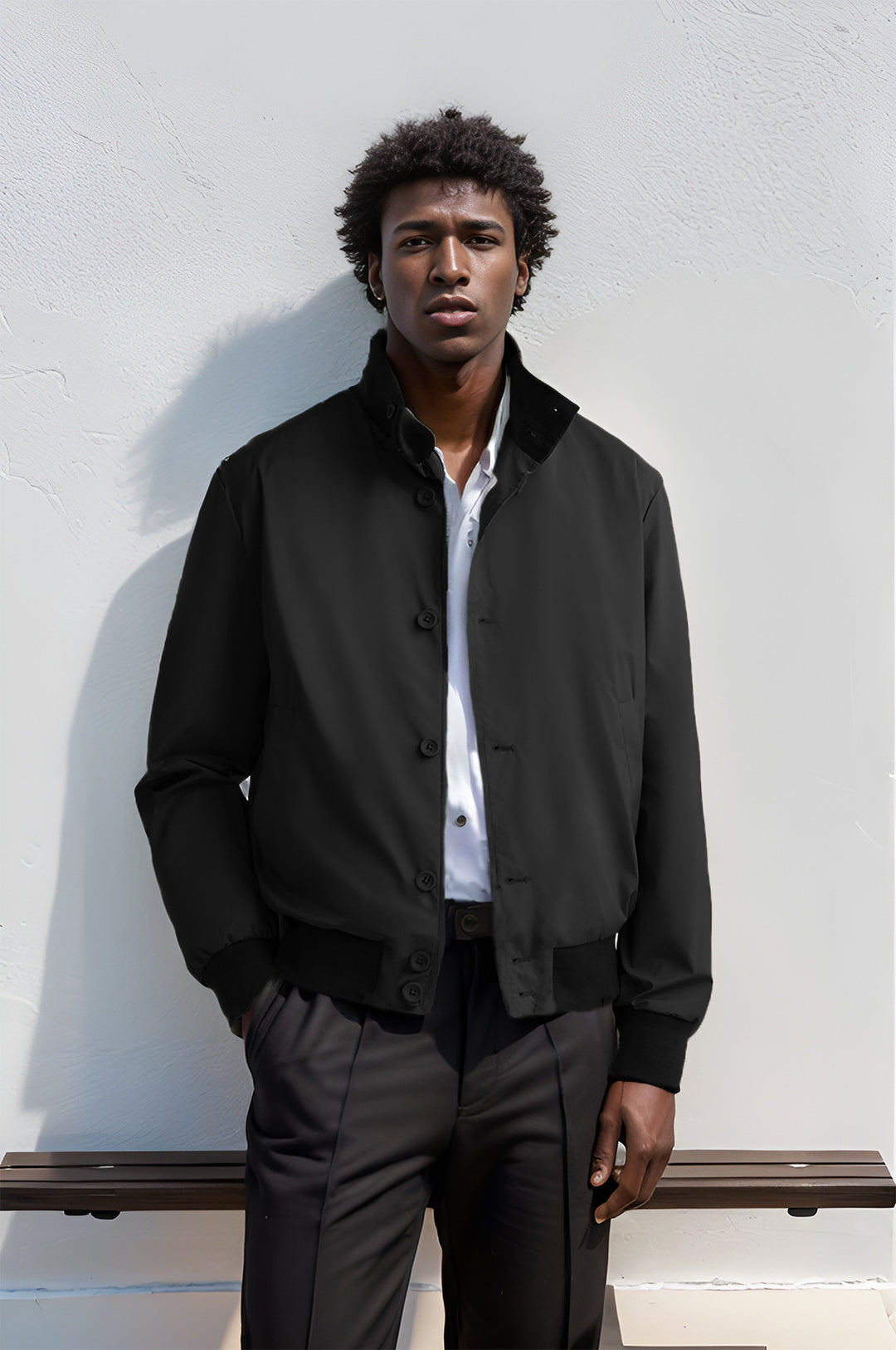 Herren modische Freizeitjacke mit praktischem Stehkragen Drune