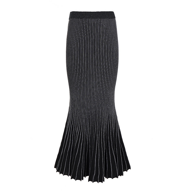 Damen Maxirock mit eleganter Rippenstruktur und modischem Glockenlauf Drune