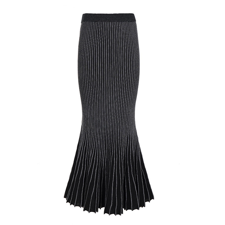 Damen Maxirock mit eleganter Rippenstruktur und modischem Glockenlauf Drune