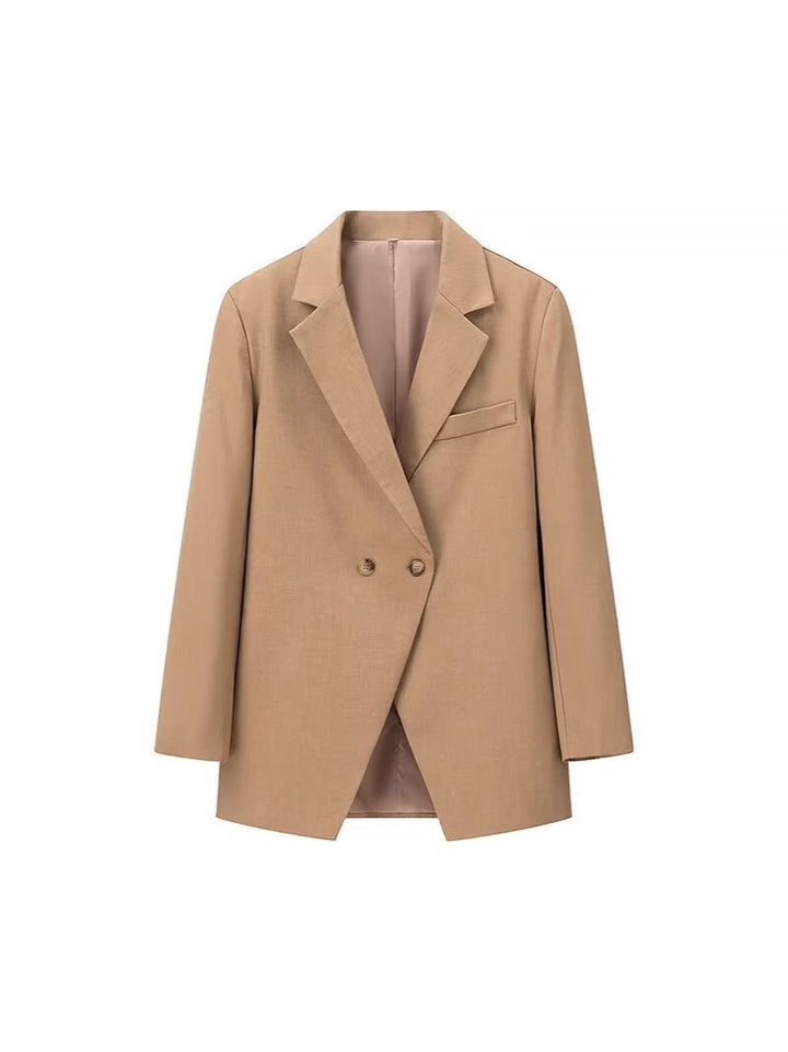 Damen eleganter Oversized-Blazer mit doppelter Knopfleiste und praktischen Taschen Drune