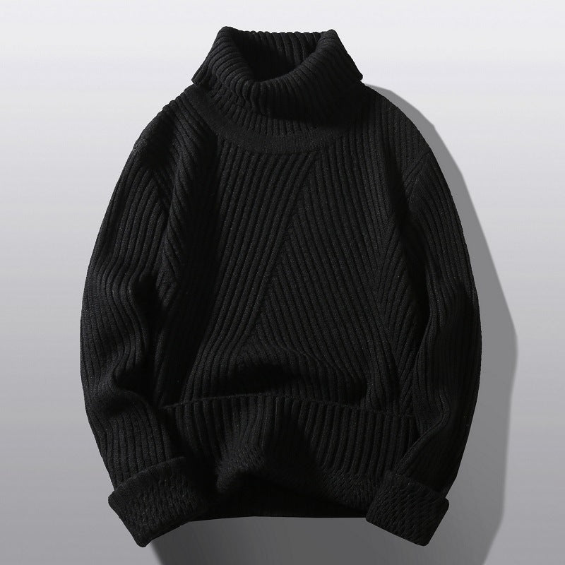 Herren Strickpullover mit hohem Kragen und strukturiertem Zopfdesign Drune