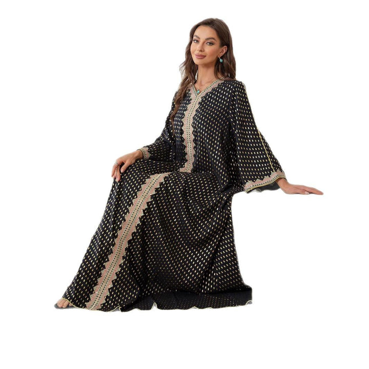 Damen Maxi-Kleid im eleganten Kaftan-Stil mit filigranen Verzierungen Drune