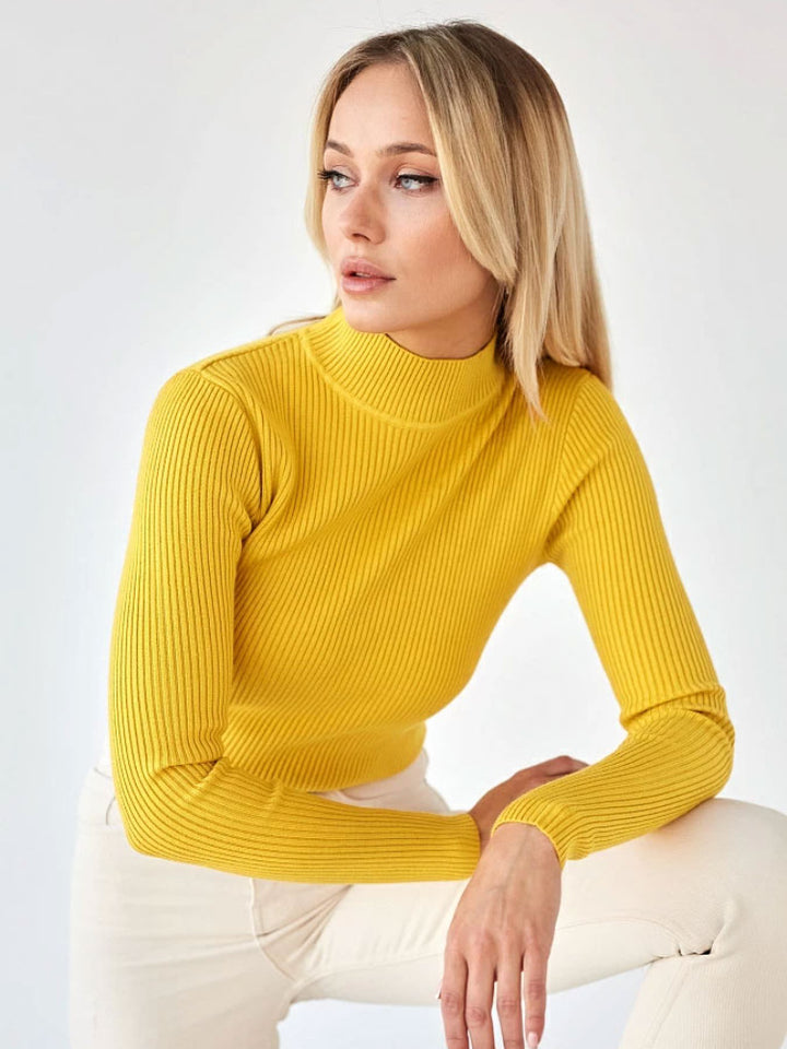 Damen Feinstrickpullover mit hohem Kragen und langen Ärmeln Drune