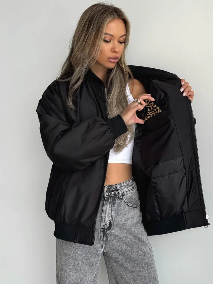 Damen modische Bomberjacke mit praktischen Innentaschen und sportivem Schnitt Drune
