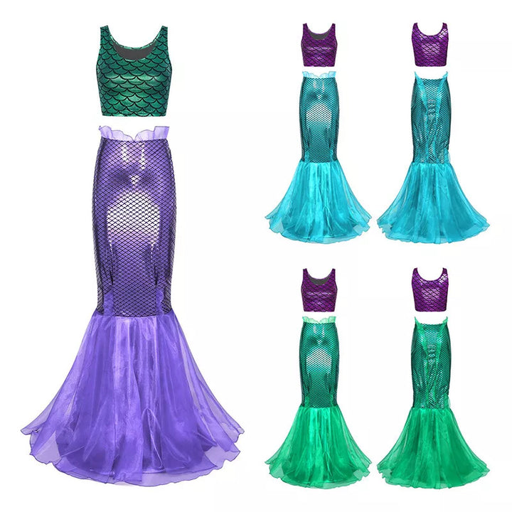 Damen Meerjungfrau-Kleid mit schimmerndem Oberteil und voluminösem Tüllrock Drune