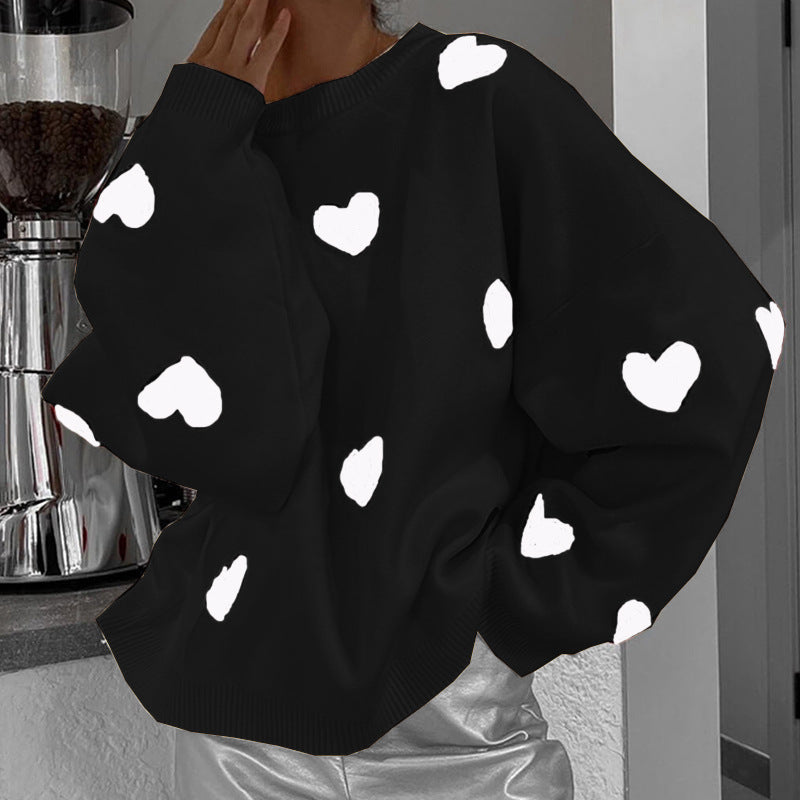 Damen Pullover mit Herzmotiven und lässigem Schnitt Drune