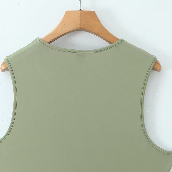 Damen ärmelloses Kleid mit innovativem asymmetrischem Design Drune