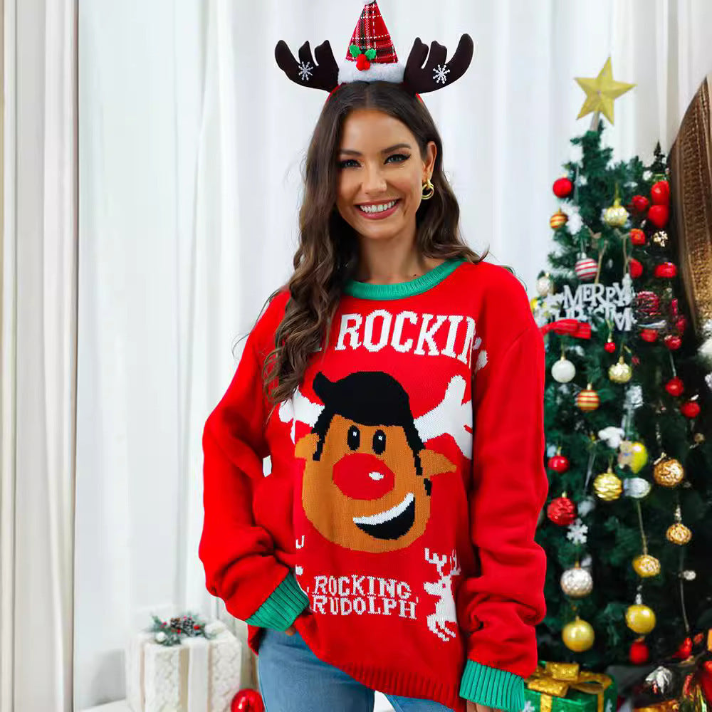 Damen Weihnachtspullover mit festlichem Rentier-Motiv und gemütlichem Schnitt Drune