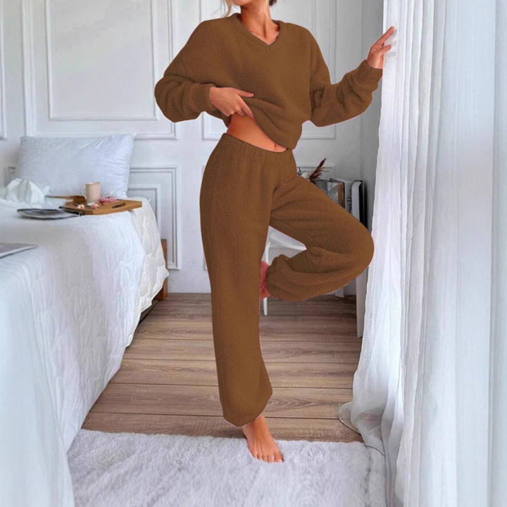 Damen Kuscheliges Fleece-Lounge-Set mit elastischem Bund Drune