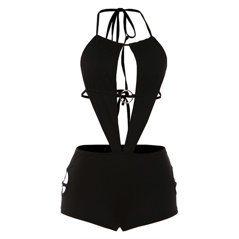 Damen Einteiler Badeanzug mit raffiniertem Design und tiefem V-Ausschnitt Drune