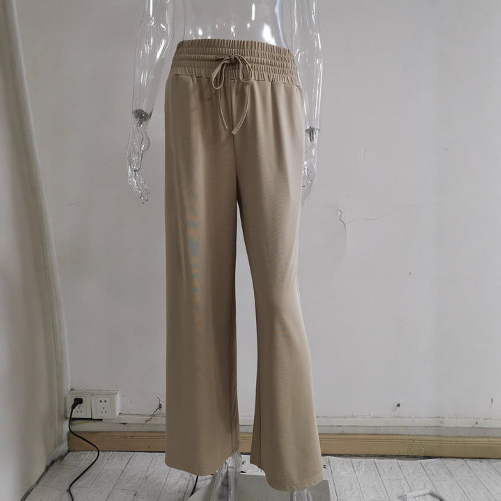 Damen weite Hochbundhose mit elastischem Taillenband und praktischen Taschen Drune