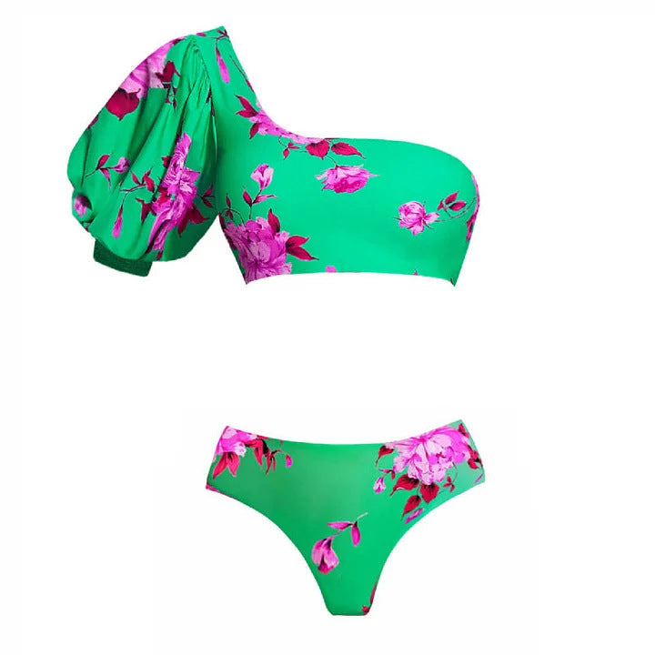 Damen Strand-Bikini-Set mit asymmetrischem Oberteil und elegantem Maxi-Rock Drune