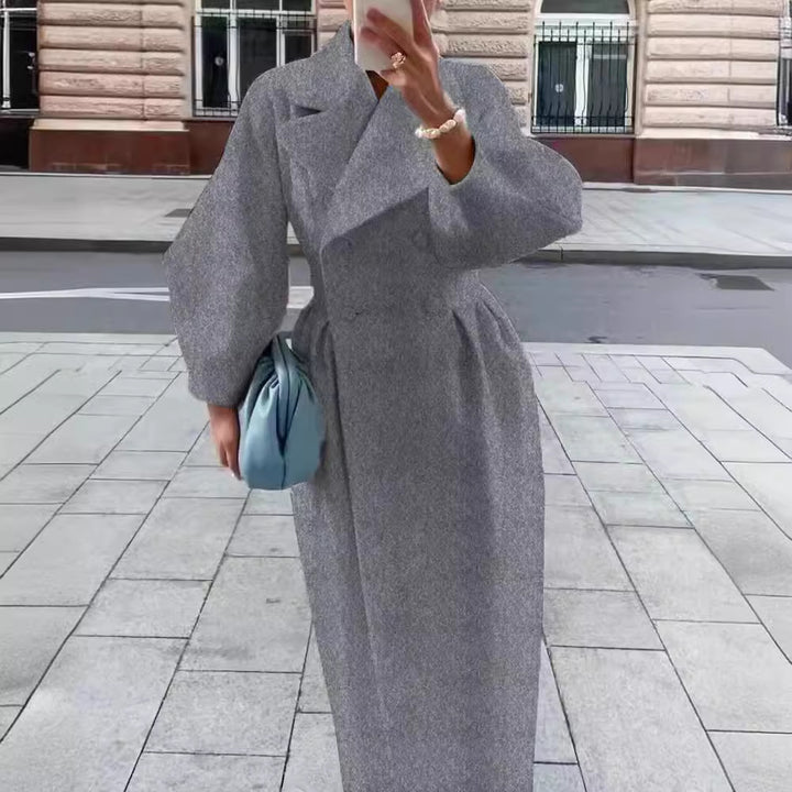 Damen eleganter Trenchcoat mit schimmerndem Finish und stylischem Gürtel Drune