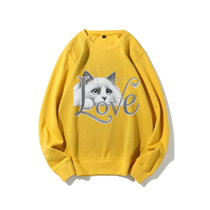 Damen Sweatshirt mit verspieltem Katzenmotiv und lässigem Schnitt Drune