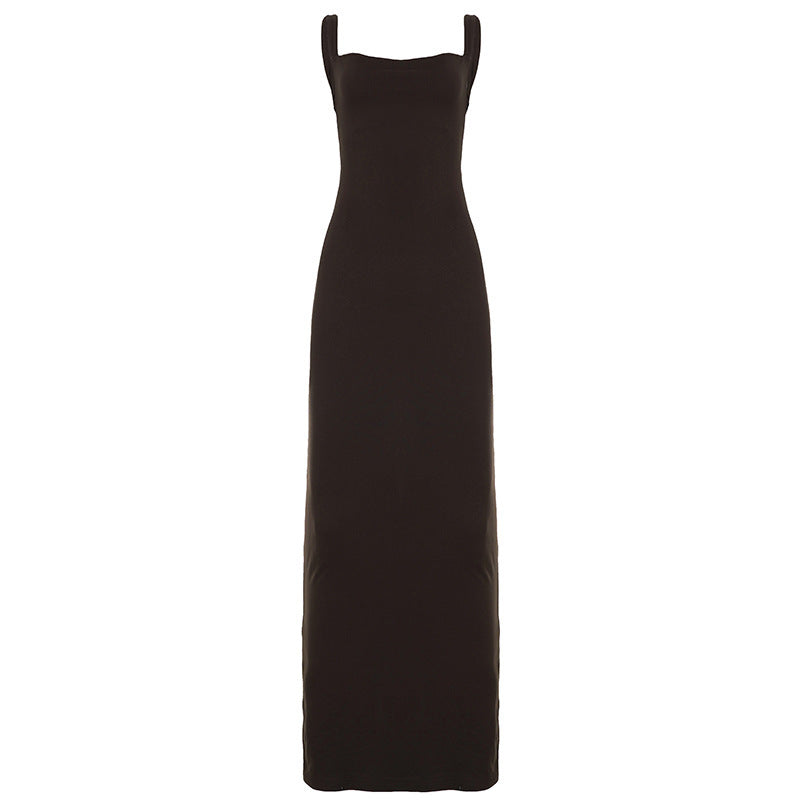 Damen Elegantes Maxikleid mit schmalem Schnitt und raffiniertem Ausschnitt Drune