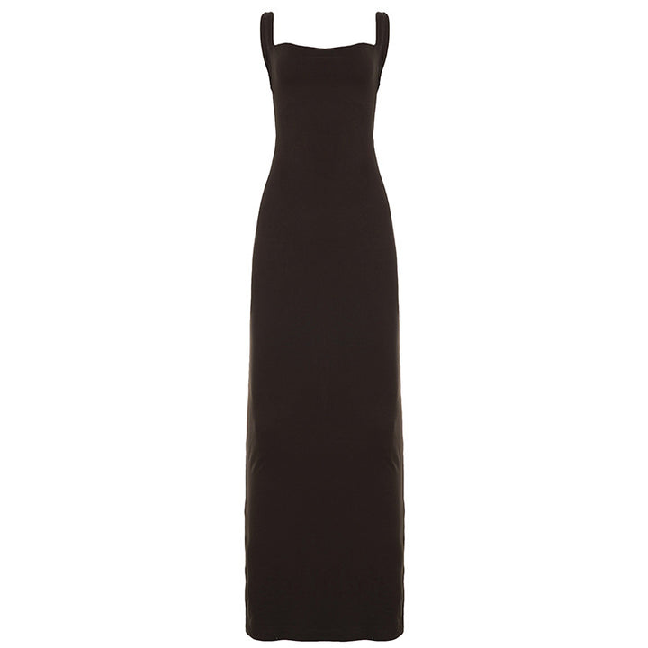 Damen Elegantes Maxikleid mit schmalem Schnitt und raffiniertem Ausschnitt Drune