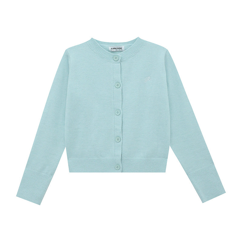 Damen Strickjacke mit feinem Rippenmuster und kontrastierenden Knopfdetails Drune