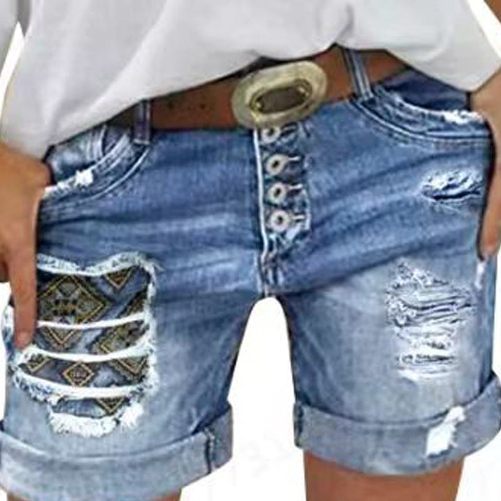 Damen Jeans-Shorts mit lässigem Fransen-Design und modischen Applikationen Drune
