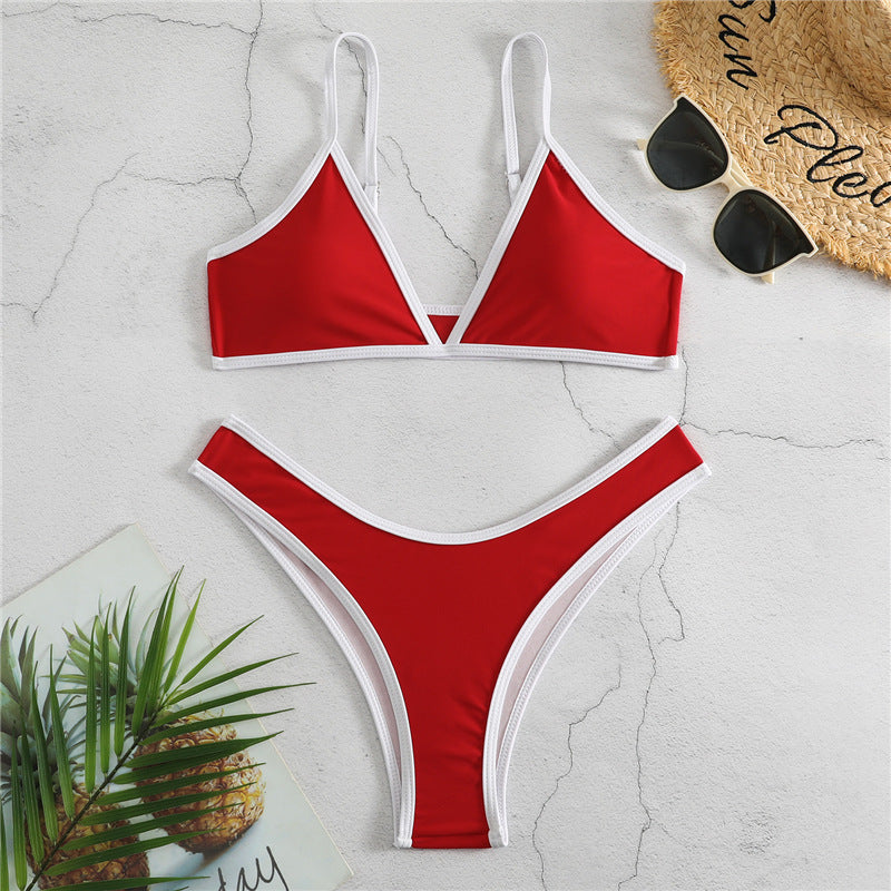 Damen Triangle Bikini Set mit Kontrastbesatz Drune