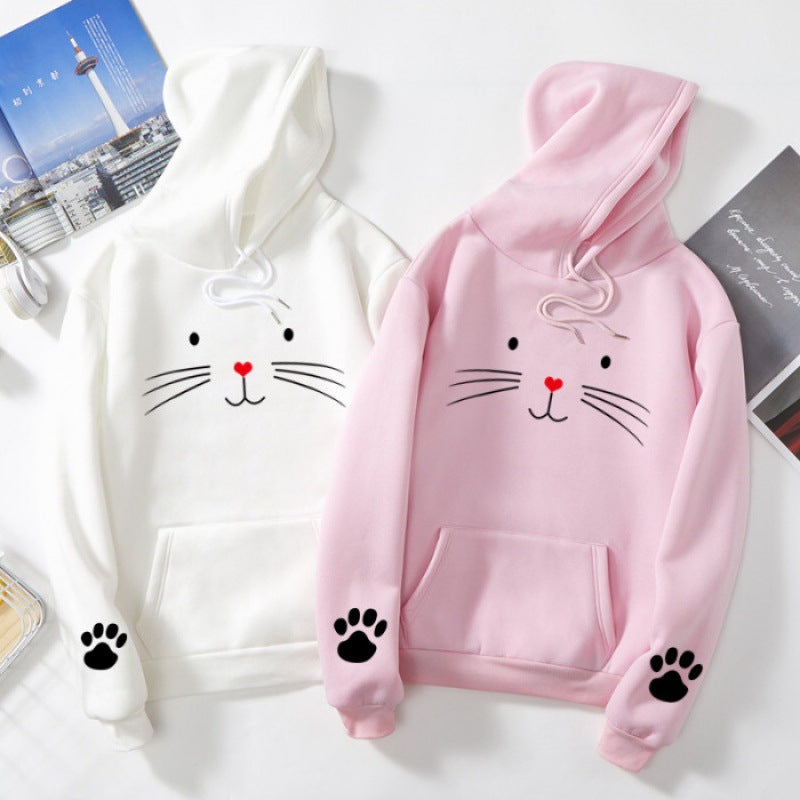 Damen Kapuzenpullover mit süßem Katzenmotiv Drune