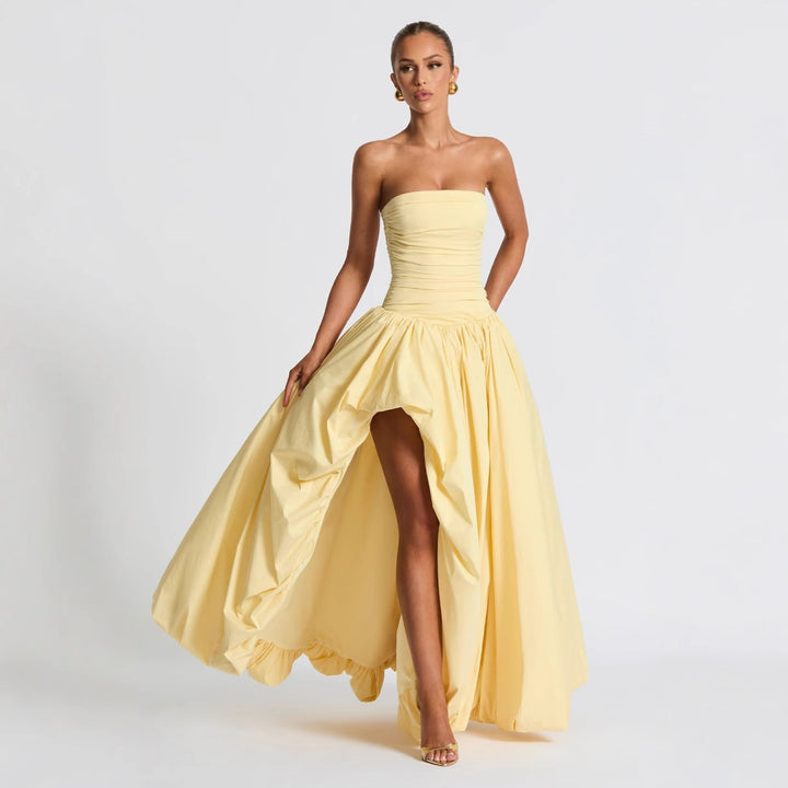 Damen Abendkleid mit figurbetontem Oberteil und asymmetrischem Rock Drune