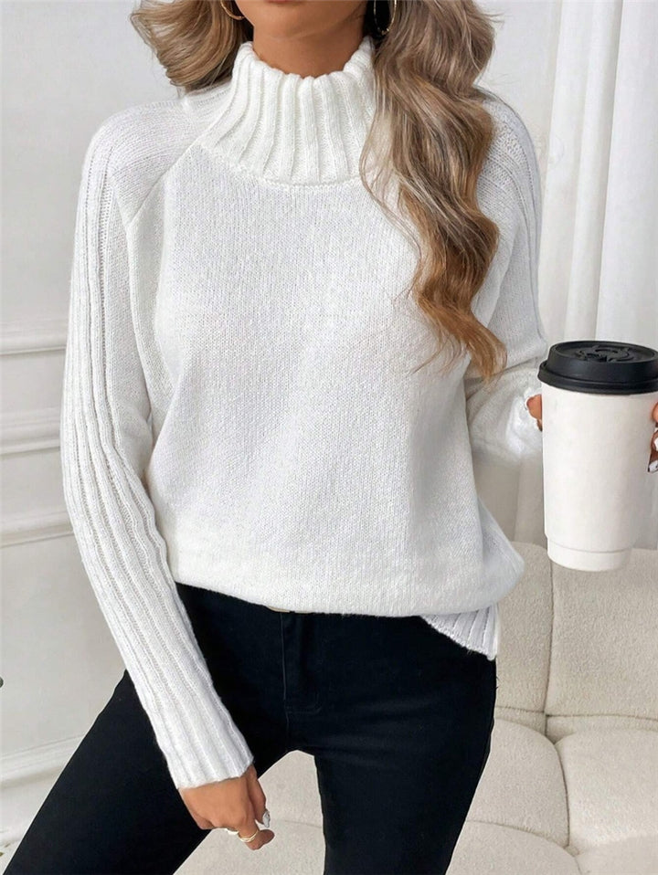 Damen Pullover mit modernem Stehkragen und strukturiertem Rippdesign Drune