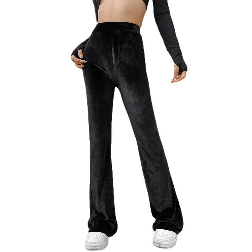 Damen Samt Flared Hose Drune
