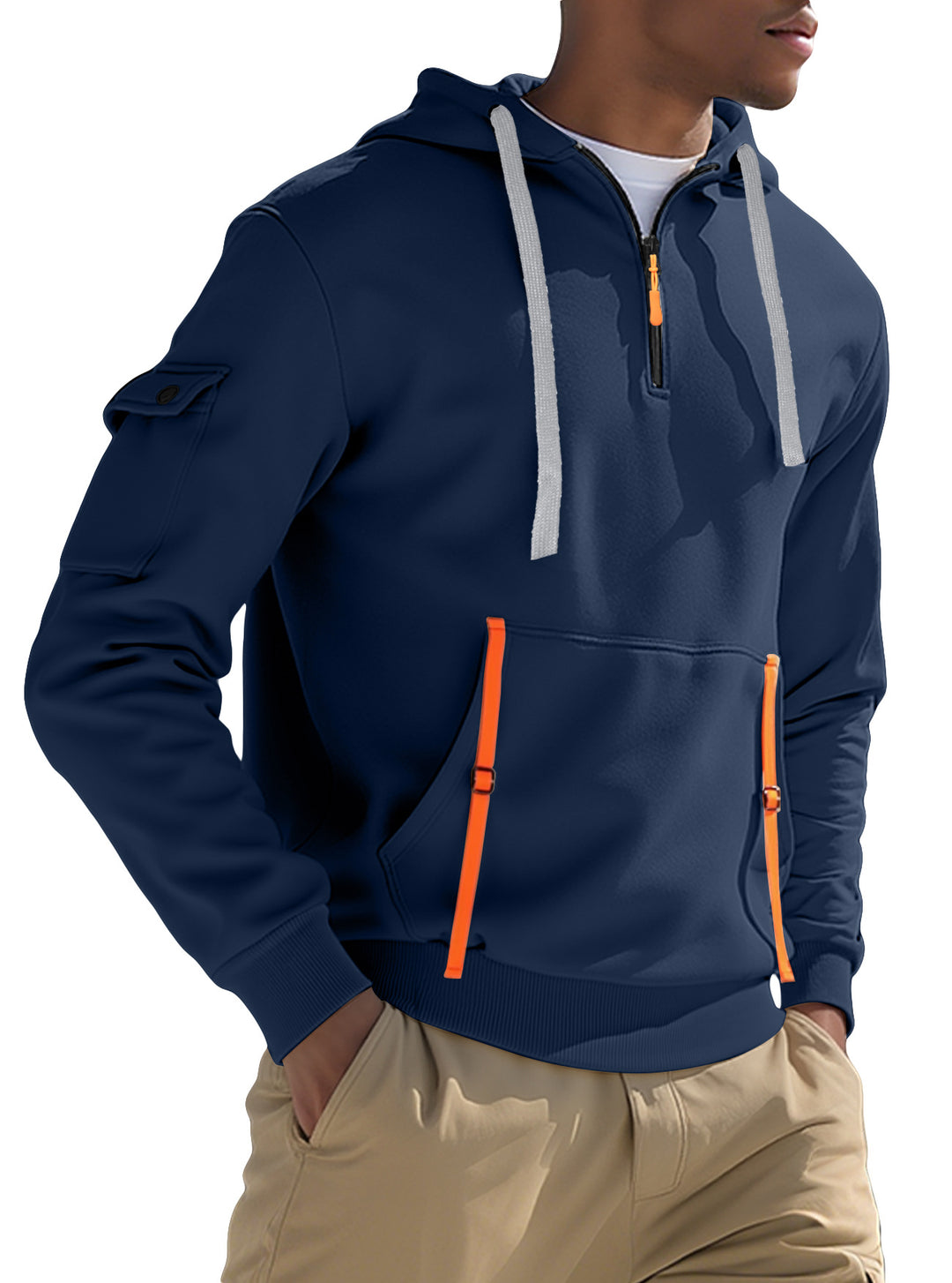 Herren Sportlicher Kapuzenpullover mit stylischen Reißverschlusstaschen Drune