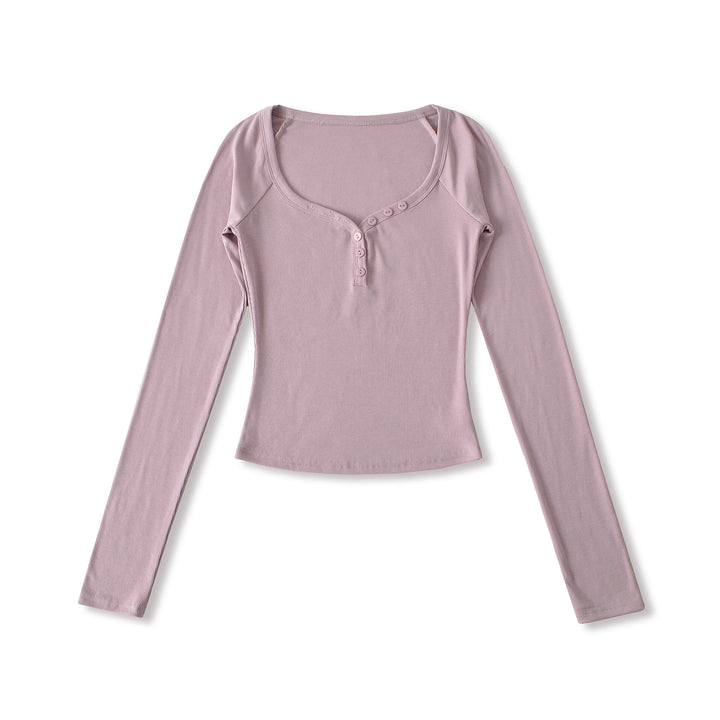 Damen Langarmshirt mit elegantem Knopfverschluss Drune