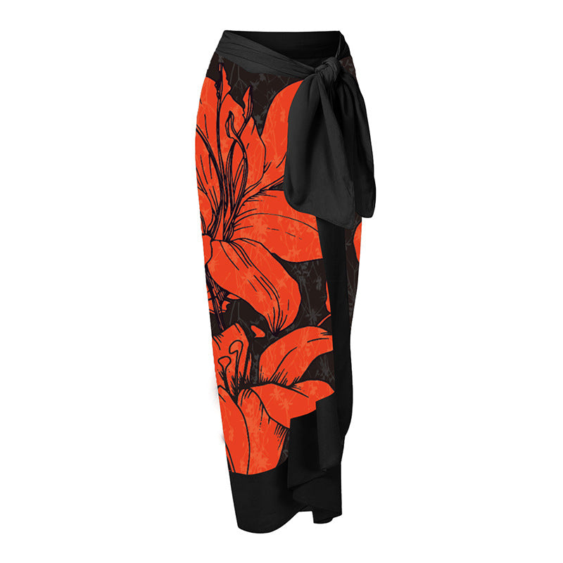 Damen Badeanzug mit asymmetrischem Schnitt und floralen Akzenten Drune