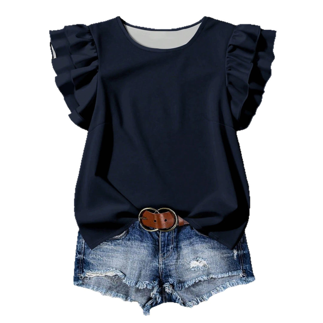 Damen Elegante Bluse mit Rüschendetails Drune