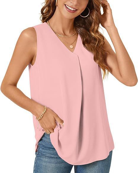 Damen Leichte Faltenfreie Ärmellose Bluse Drune