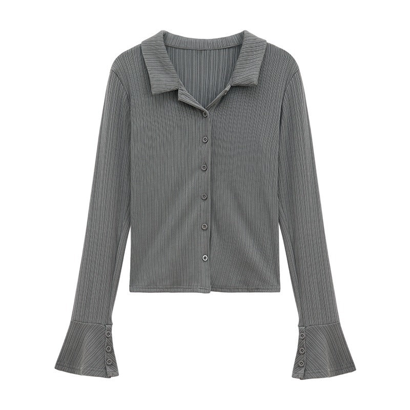 Damen Langarmshirt mit modischen Volantärmel Drune