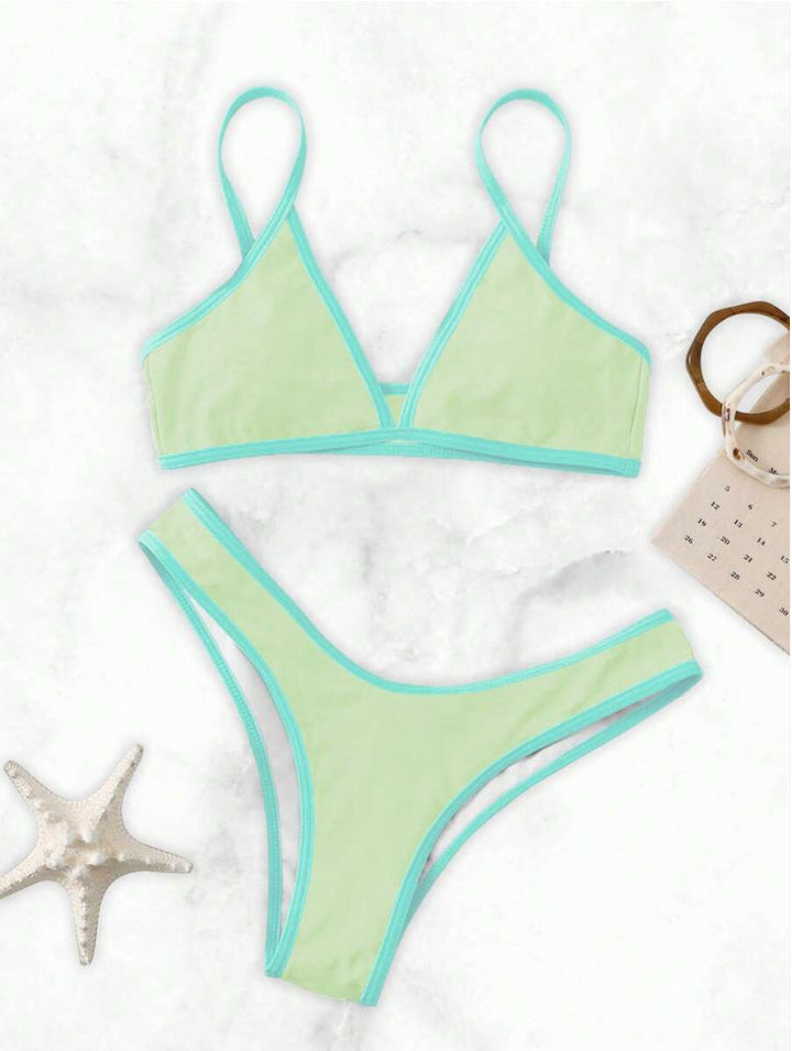 Damen Triangle Bikini Set mit Kontrastbesatz Drune