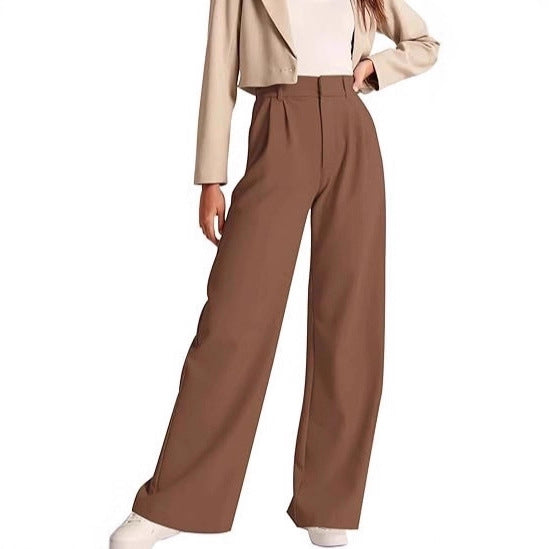 Damen weite High-Waist Hose mit Falten- und Bunddetails Drune