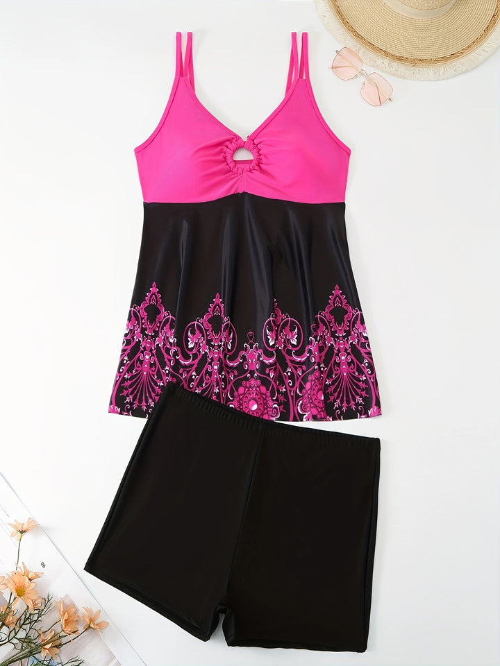 Damen Badeanzug-Set mit elegantem Muster und bequemen Shorts Drune