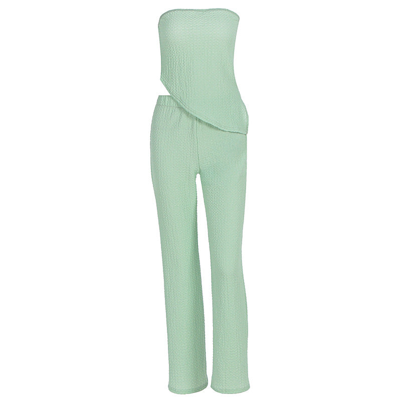 Damen eleganter Jumpsuit mit schulterfreiem Design und asymmetrischem Saum Drune