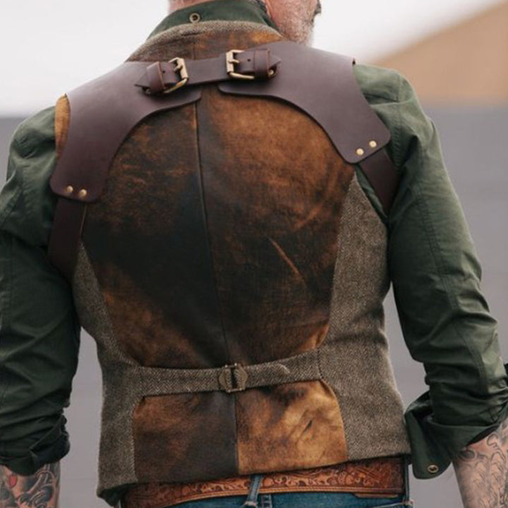 Herren stylische Weste mit Lederakzenten und praktischen Taschen Drune