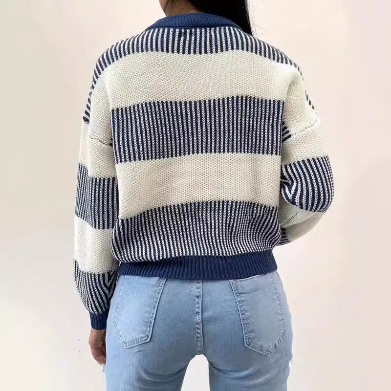 Damen Strickpullover mit modernen Blockstreifen Drune