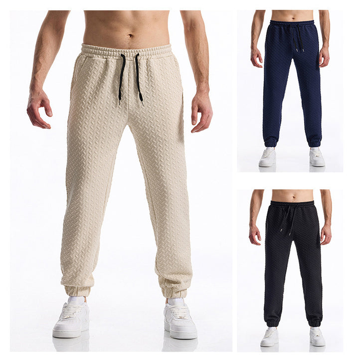 Herren bequeme Freizeithose mit elastischem Bund und Strukturmuster Drune