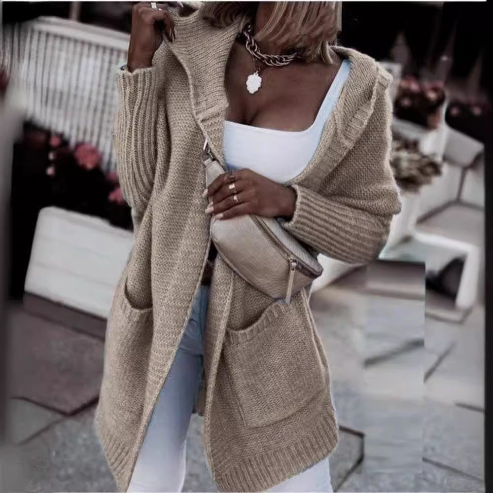 Damen Strickjacke mit Kapuze Drune
