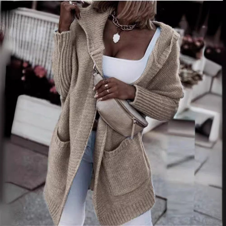 Damen Strickjacke mit Kapuze Drune