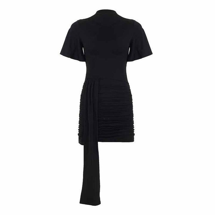 Damen körperbetontes Minikleid mit Raffungen und langen Drapierungen Drune