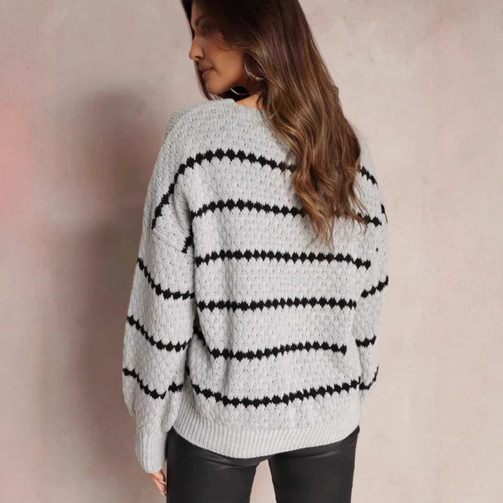 Damen Strickjacke mit markantem Muster und voluminösen Ärmeln Drune
