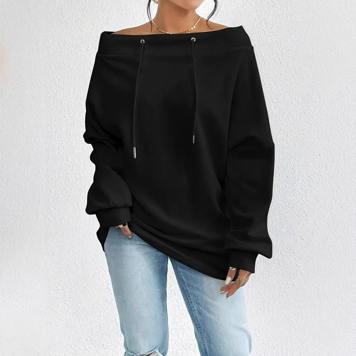 Damen Oversized Hoodie mit offener Schulter und lässigem Schnitt Drune