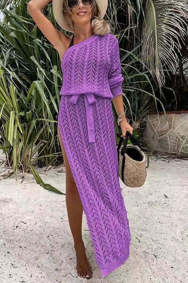 Damen Sommerliches Maxi-Kleid mit asymmetrischem Schnitt und lässigem Bindegürtel Drune
