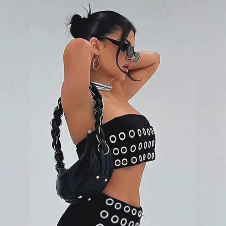 Damen Modische Shorts mit auffälliger Ösenverzierung Drune