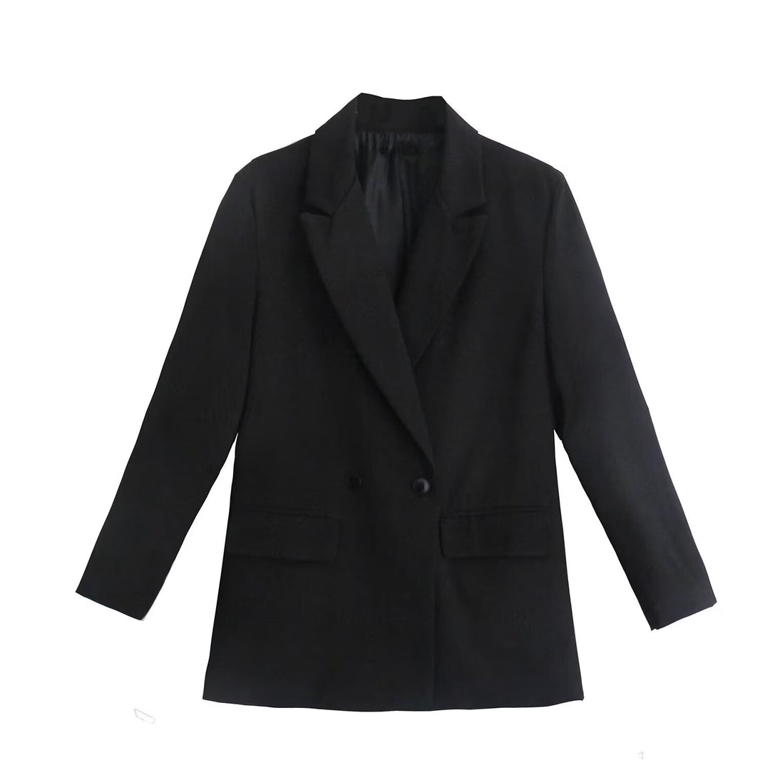 Damen nan taillierter Doppelreihiger Blazer mit schmalem Revers, aufgesetzten Pattentaschen und klarer Silhouette Drune