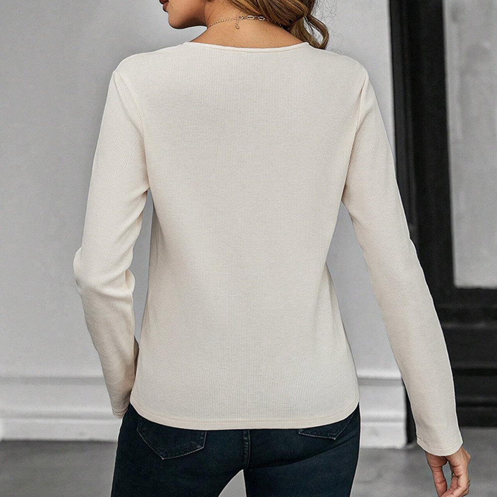 Damen Langarm-Bodysuit mit Schlüssellochausschnitt und elegantem Rippenstrick Drune