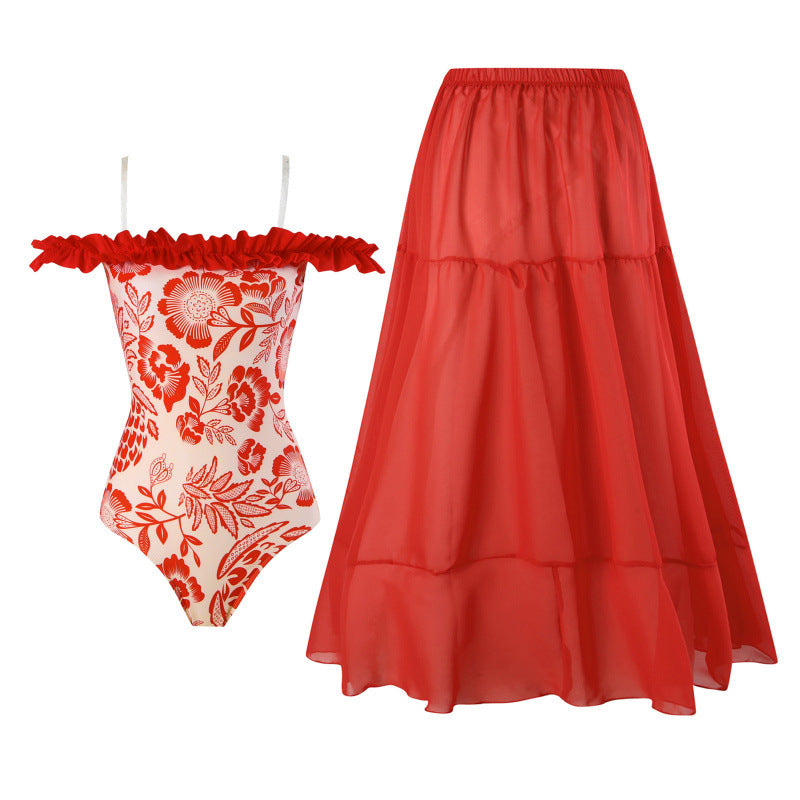 Damen Maxi-Rock aus transparenter Chiffon-Qualität mit elastischem Bund Drune